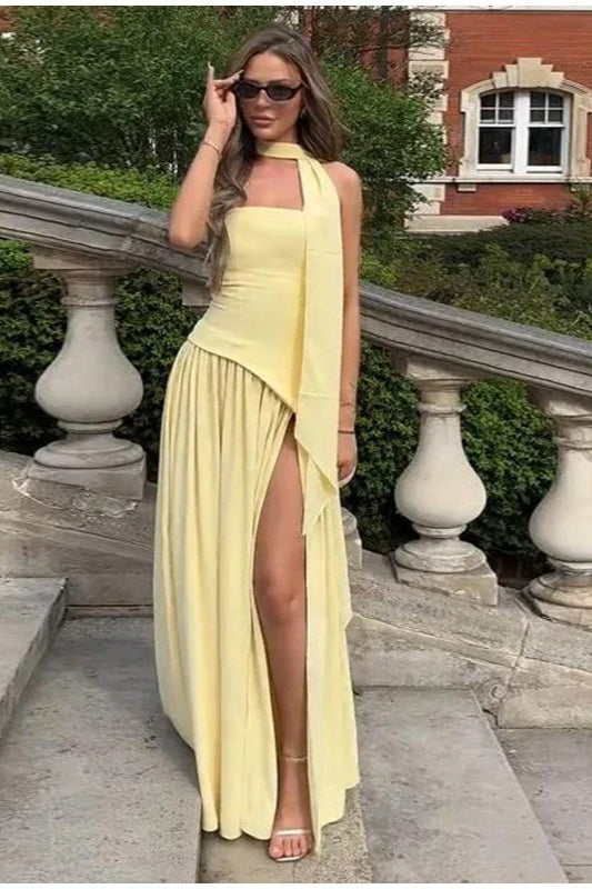 Open-Back Asymmetric Work Dress - View 2 | VelvetHem