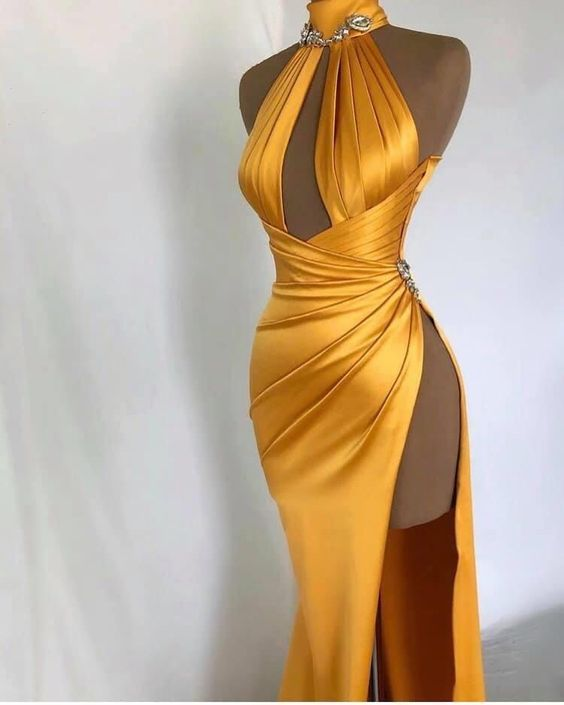 Unique Sexy Prom Dress Yellow Evening Dress Y6609 - View 2 | VelvetHem
