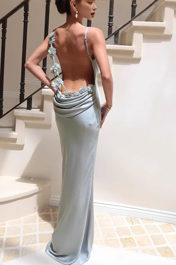 Satin Bodycon Backless Silk Dress - View 2 | VelvetHem