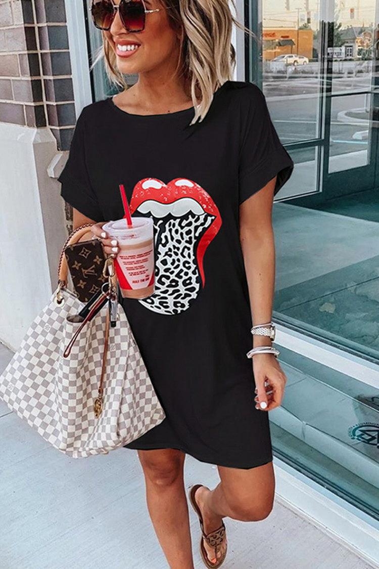 Big Lip T-Shirt Dress - Fashionpara