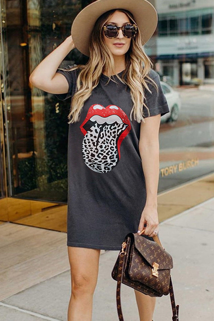 Big Lip T-Shirt Dress - Fashionpara