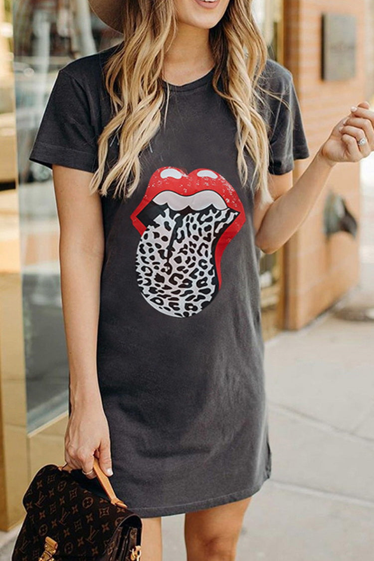 Big Lip T-Shirt Dress - Fashionpara