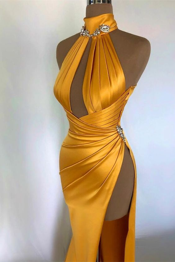Unique Sexy Prom Dress Yellow Evening Dress Y6609 - View 3 | VelvetHem