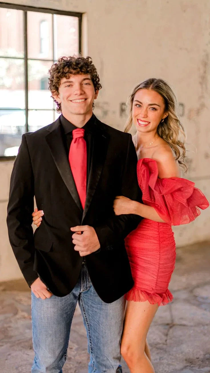 Red Ruffled Necklines Homecoming Dress Formal Dress Y5413 by simplepromdress