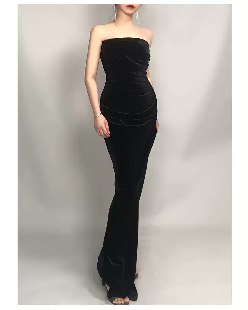Strapless Black Prom Dress , Classic Evening Dress