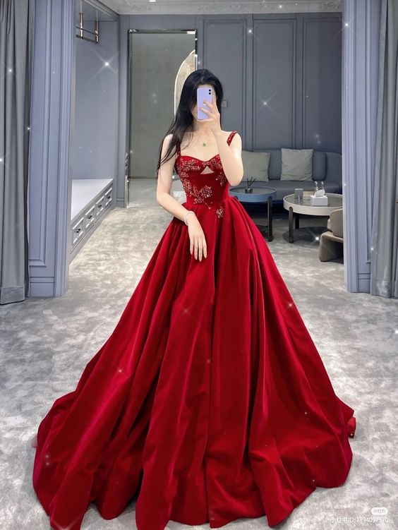 A-line Red Sleeveless Prom Dress,Red Formal Dress