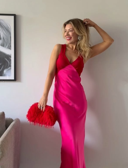 Chic Splicing V Neck Sheath Long Prom Evening Dress