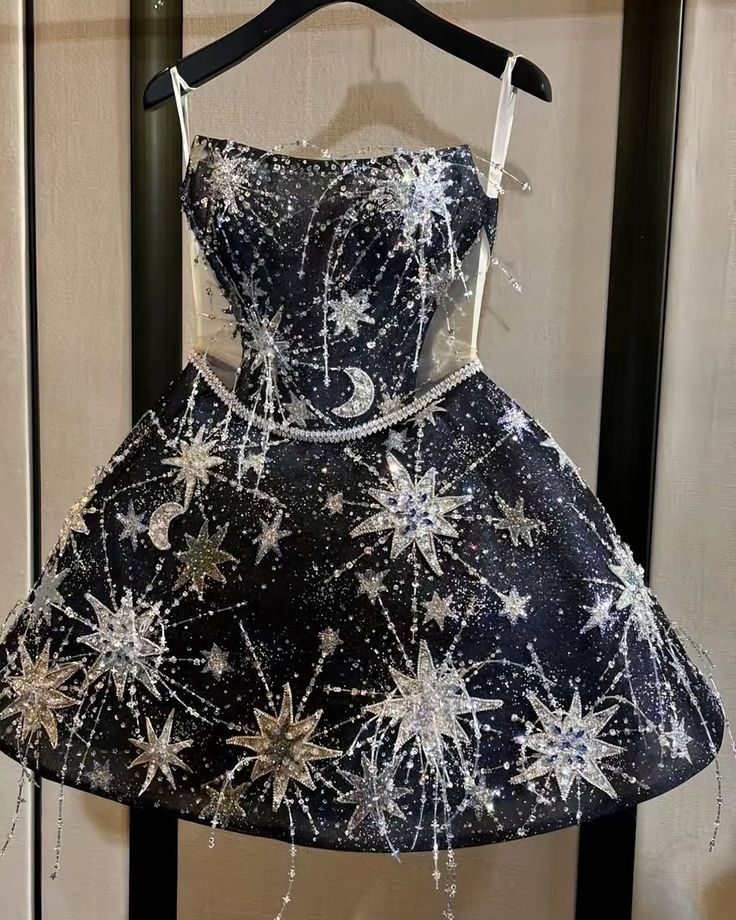 Sparkly Navy Blue Beaded A Line Homecoming Dress
