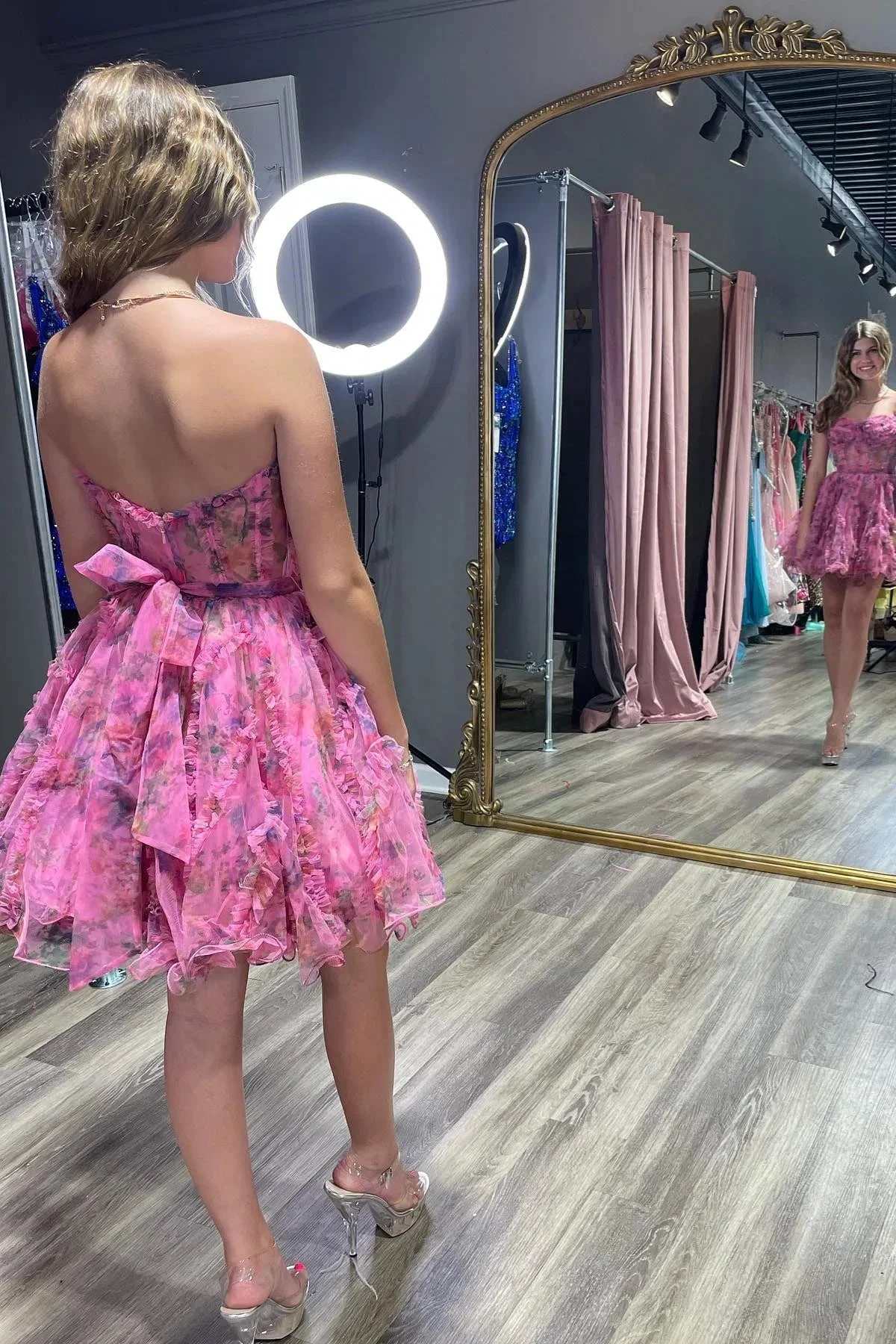 Strapless Ruffles A-line Homecoming Dress (ZD11854)
