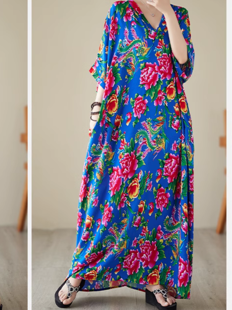 Elegance Cool Flower Kaftan Dress