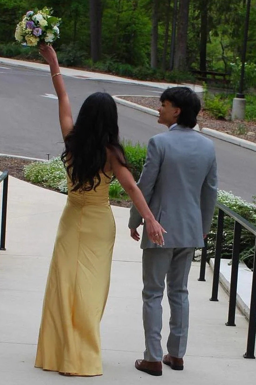 Simple Sheath Sweetheart Blue Long Prom Dress with Keyhole