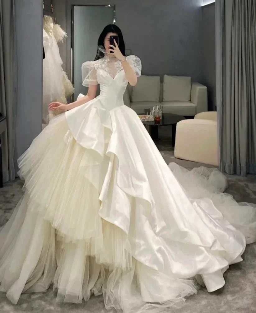 Chic A-line Long Sleeves Wedding Dress,Bridal Gown Y6789 by simplepromdress