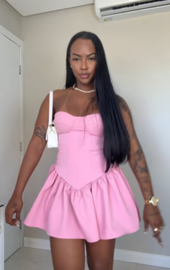 Cute Sweetheart Neck Pink Satin A-Line Short Cocktail Dress Formal 8th Grade Homecoming Dress - View 2 | FashionDia