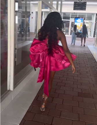 Gorgeous Hot Pink Satin Beaded Homecoming Dress Short Birthday Dress With Bow - View 5 | FashionDia