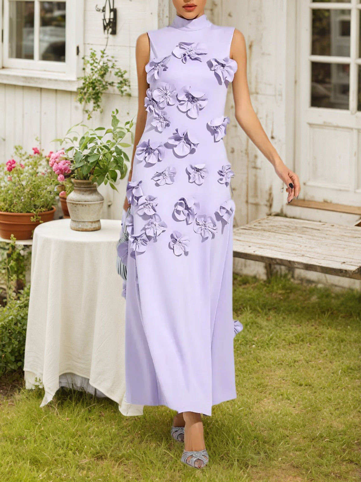 Hank Flower Embellished Maxi Dress