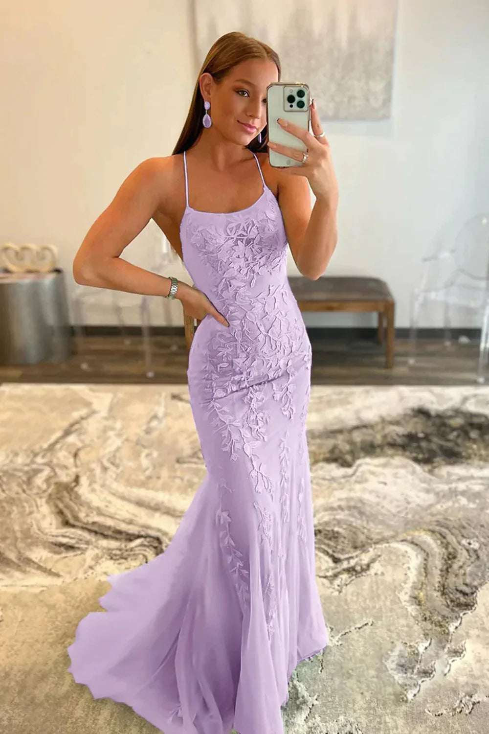 Mermaid Spaghetti Straps Green Long Prom Dress with Appliques