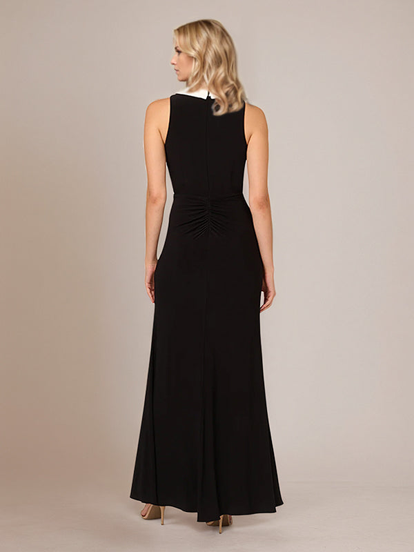 Black Deep V-Neck Ankle Length Chiffon Mother of The Bride Dresses With High Slit