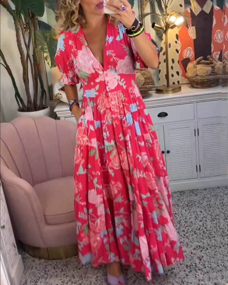Marina Boutique Floral Dress a Line Puff Sleeves Collection