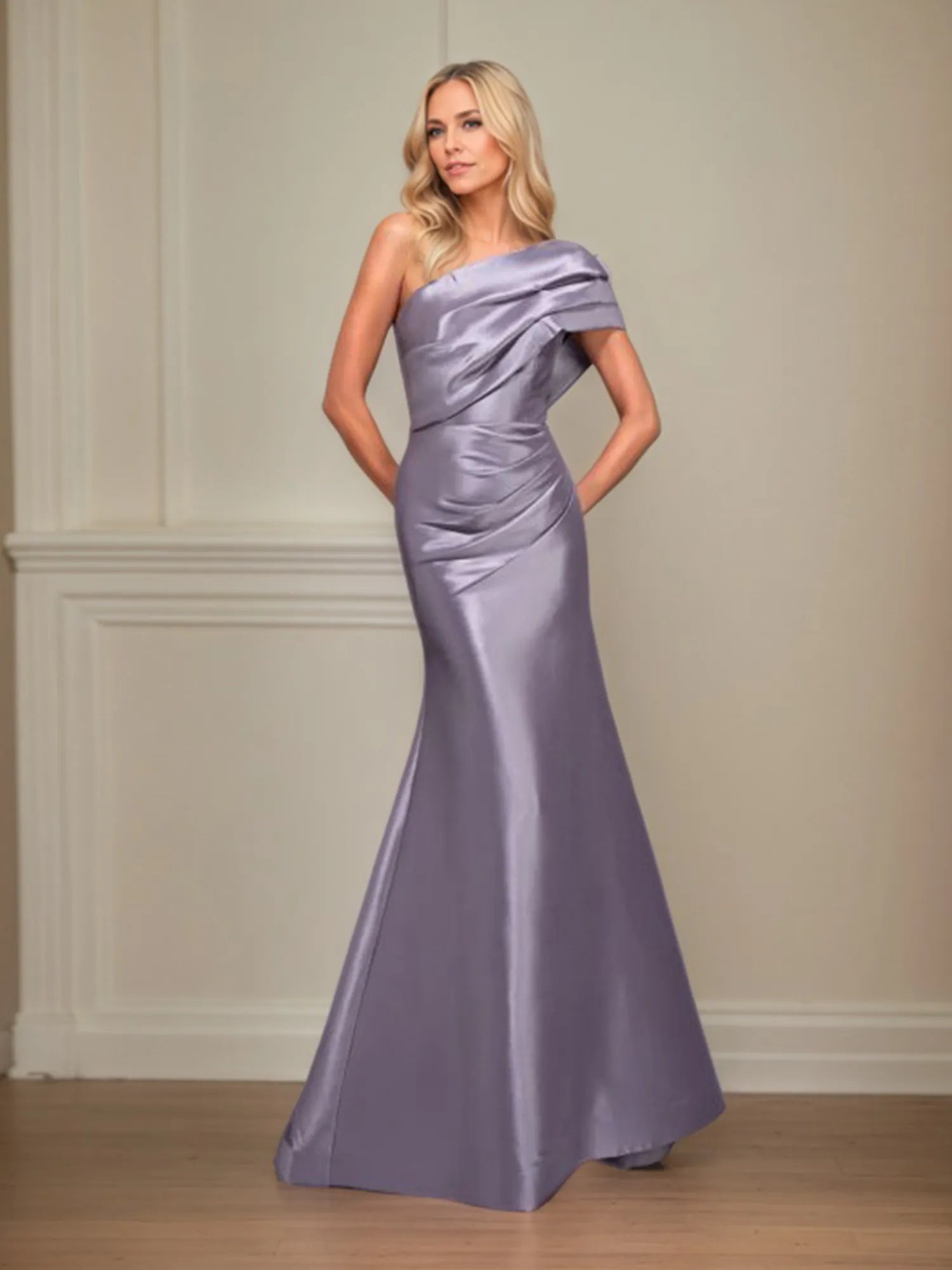 Trumpet/Mermaid One Shoulder Sleeveless Satin Mother of the Bride Dress With Ruched