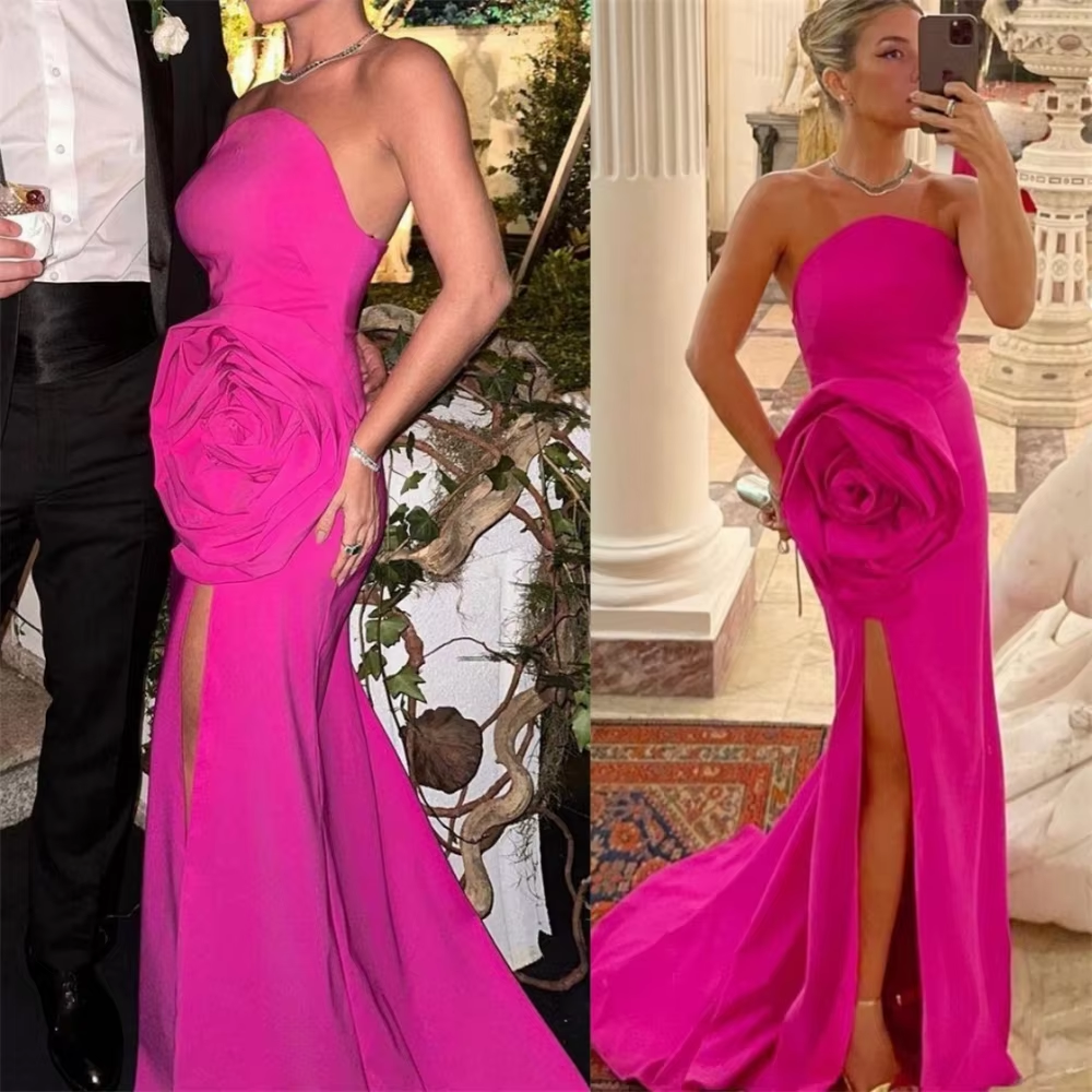 Strapless Prom Dresses Sheath, Celebrity Party Gowns, Flowers Occasion Evening Dresses - View 2 | FashionDia