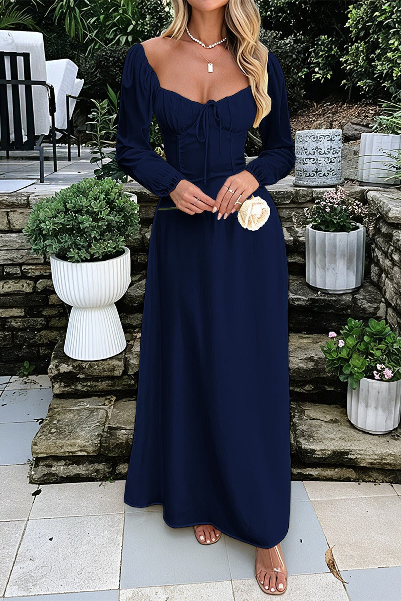 Solid Long Sleeve Dress with Modern Everyday Styling Boutique Fashion Style