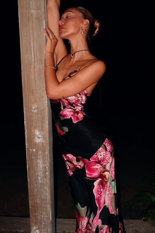 VNeck Bloom Empire Waist Maxi Floral Dress