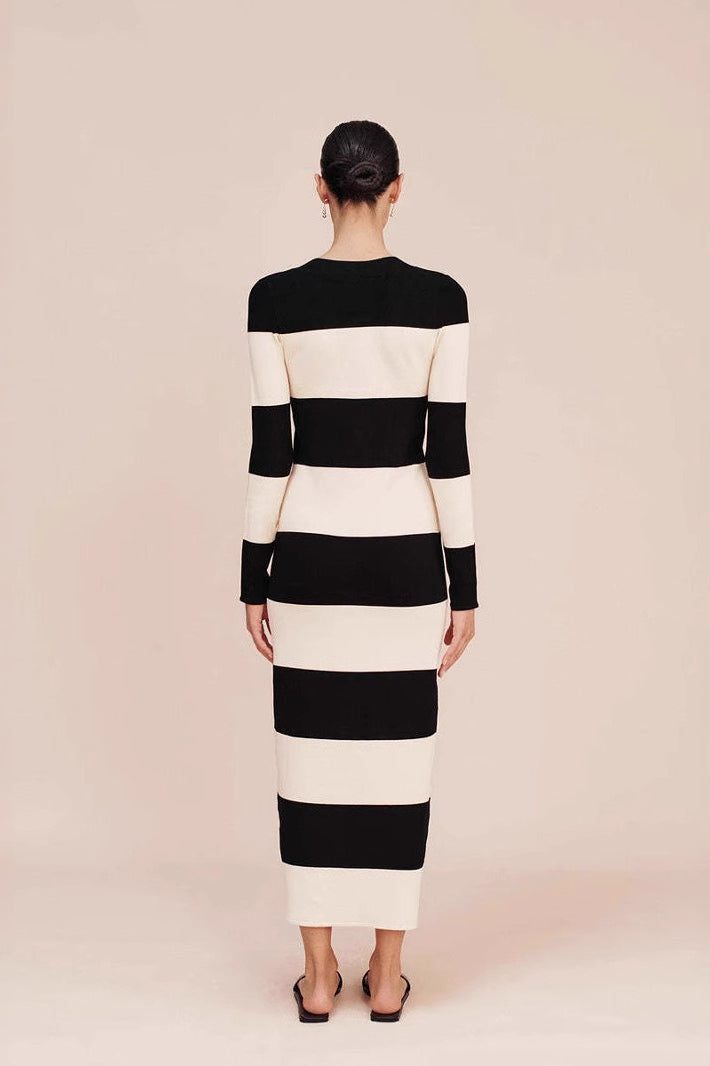 Fitted Strapless Striped Work Dress - View 3 | VelvetHem