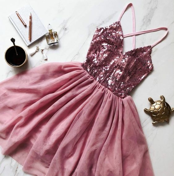 A-Line Pink Short Party Dress Lady Fashion Homecoming Gown - FashionDia