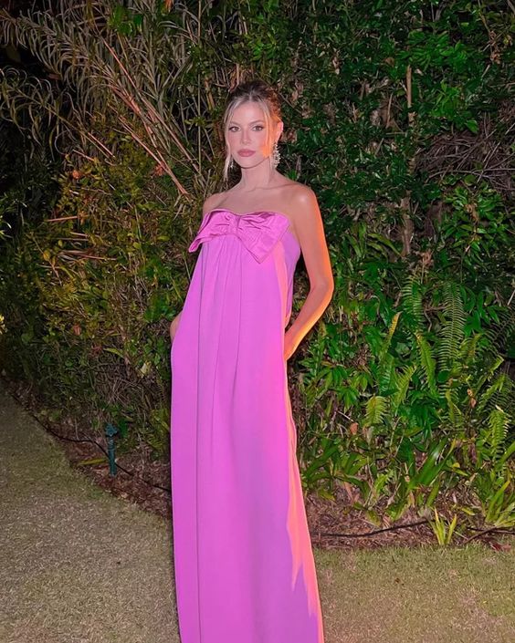 Pink long prom dress, pink evening dress