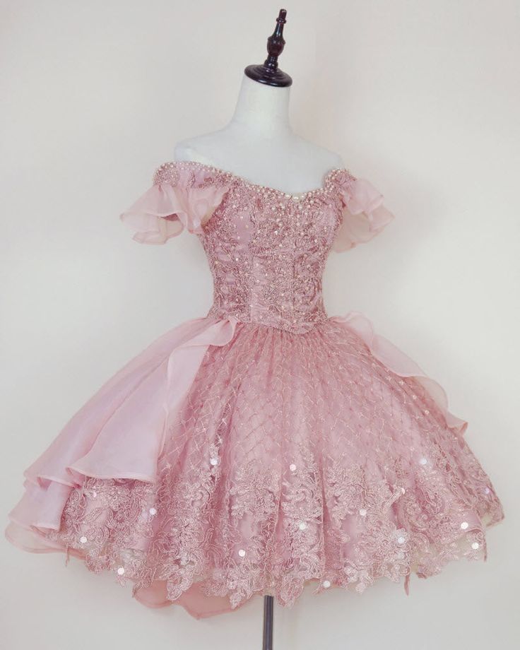 Lace Homecoming Gown with Beading,Princess Off the Shoulder Hoco Dress