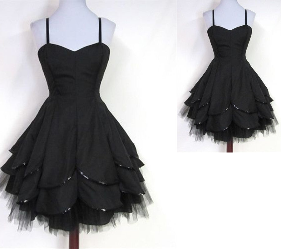 Chic Champagne A Line Appliques Tulle Tea Length Prom Dresses