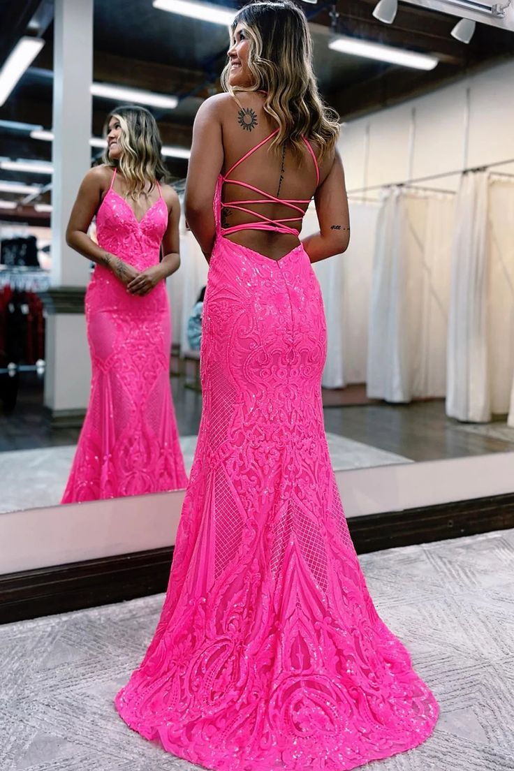 Sparkly Mermaid Backless Sequins Long Prom Dress Formal Occasion Dresses