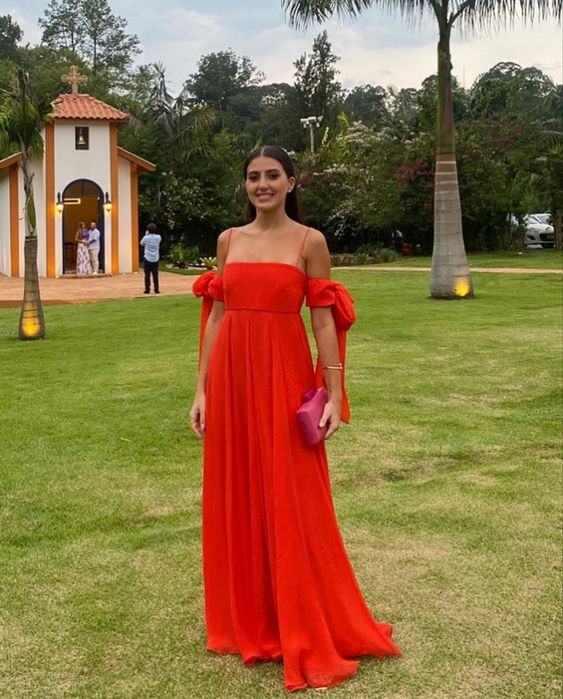 Simple A Line Red Evening Dress Red Prom Dresses