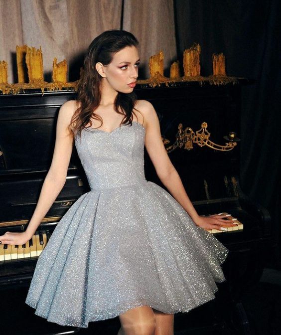 Gray Short Prom Dresses, Fashion Cocktail Dress