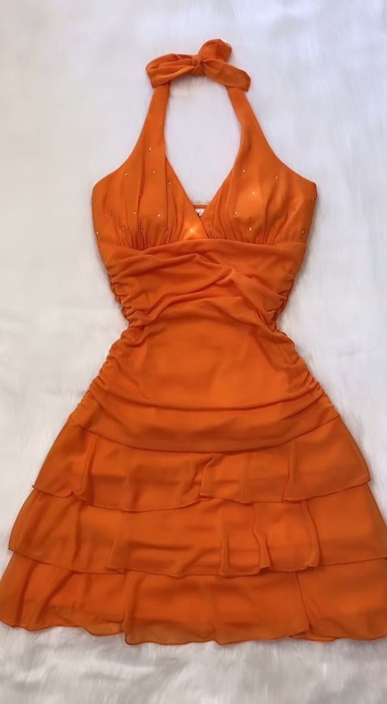 Orange Mini Party Dress Homecoming Dress