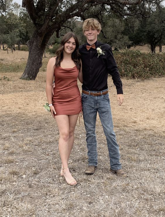 Brown Cute Teen Homecoming Dress Straps Formal Dresses