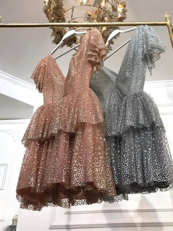 Cute tulle short cocktail dress,Shiny homecoming dresses - FashionDia