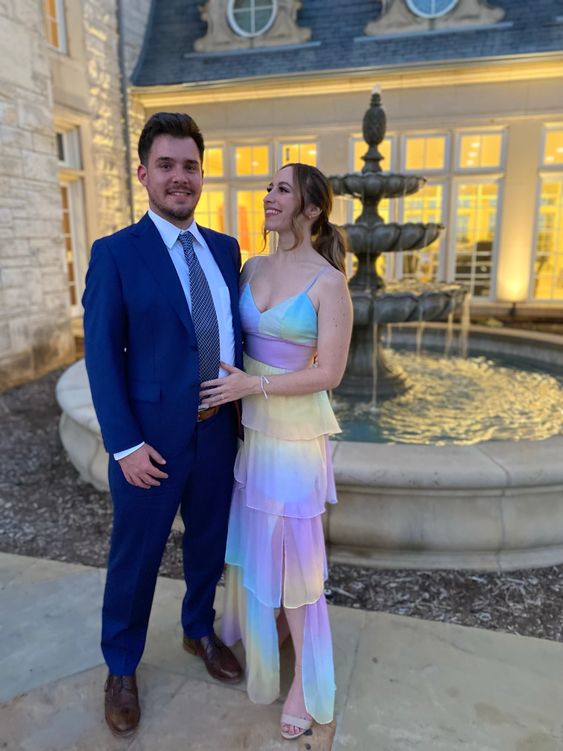 Maxi Dress Rainbow Chiffon long prom dresses, evening dresses,party dresses, formal dress