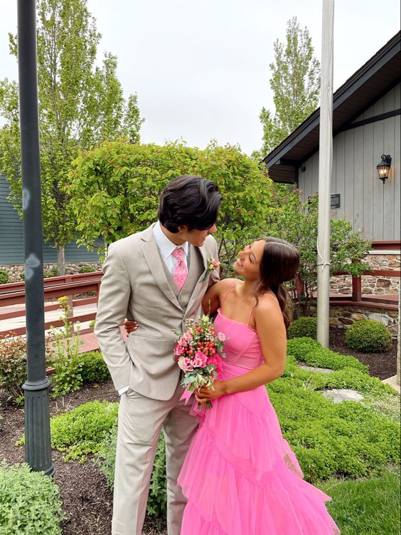 Beautiful Pink Tulle Long Formal Gown, Party Prom Dresses - FashionDia