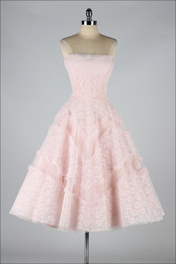 Vintage Inspired Strapless Soft Pink Short Prom Evening Dress Homecoming Dresses
