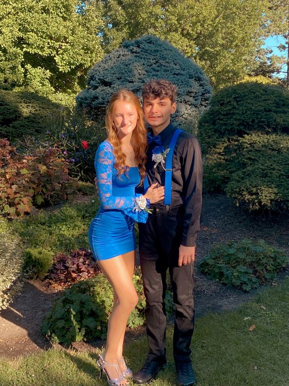 Royal Blue Homecoming Gown with Lace ,Princess Hoco Dress