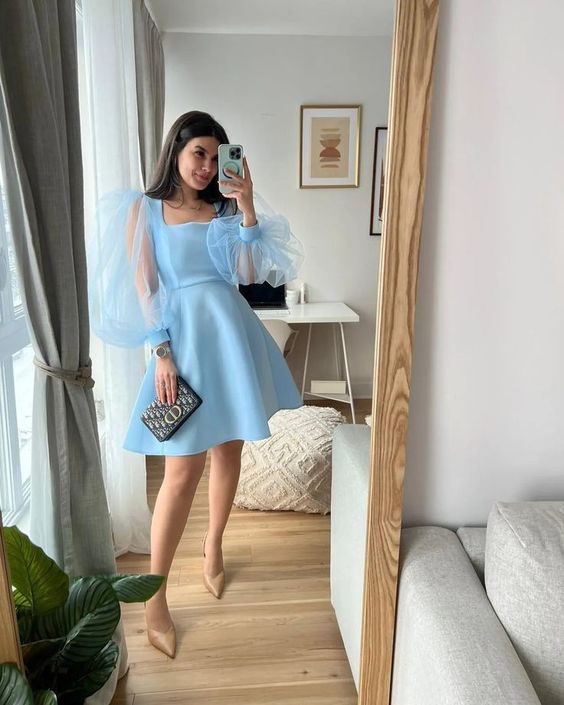 Blue Party Dresses Short Prom Dress Homecoming Dress