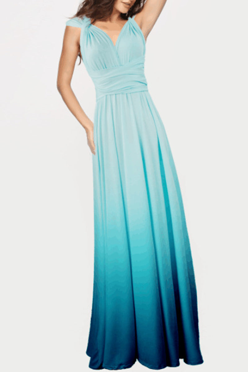 Sexy Gradual Change Bandage Contrast V Neck Evening Dress Dresses - View 7 | VelvetHem