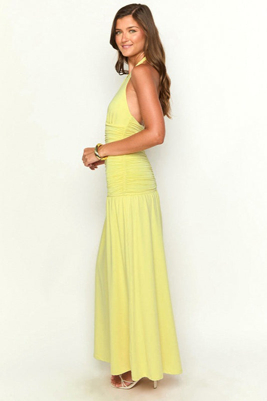Halter Edition Neck Slit Maxi Birthday Dress