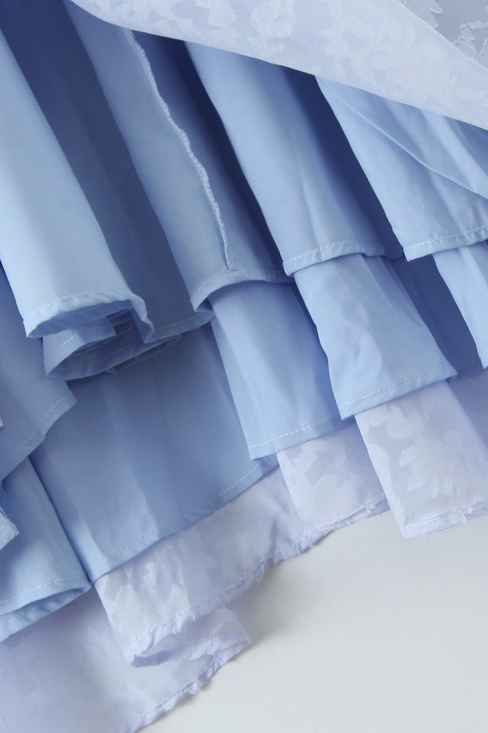 Romantic Blue Halter Dress with Relaxed Fit and Everyday Wear