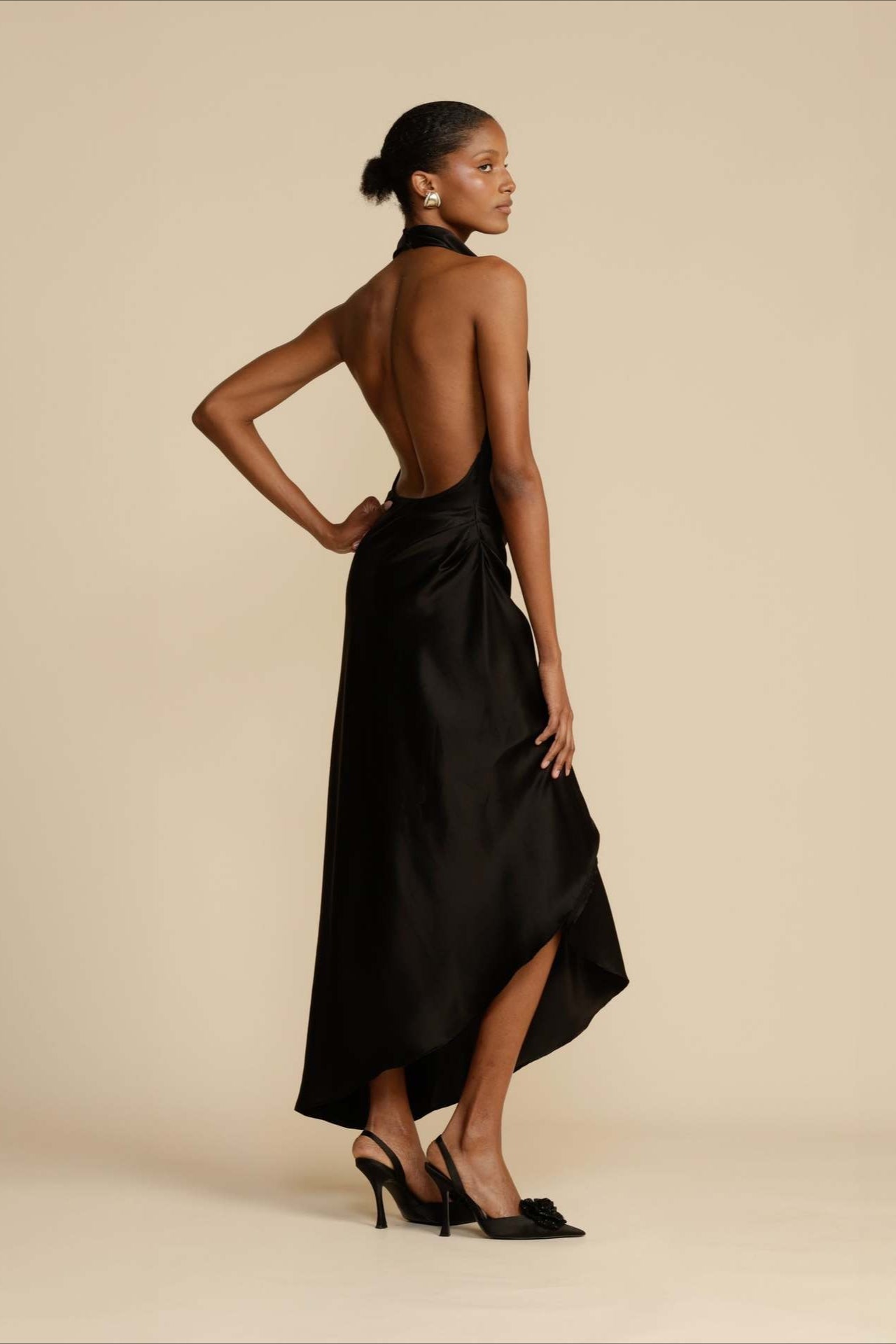 Elegant Satin Slit Contemporary Dress for Comfort Fit Design