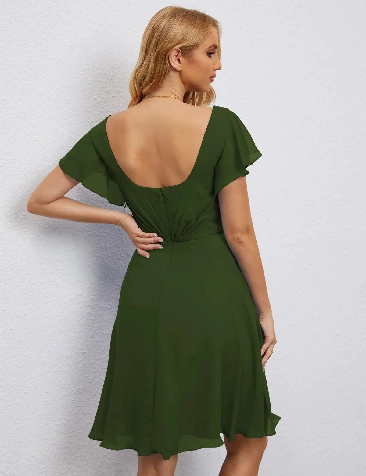 ZapDress U Back Homecoming Dress Formal Prom Dress Knee Length Short Sleeves Cocktail Party Dress 28077 (ZD16953)