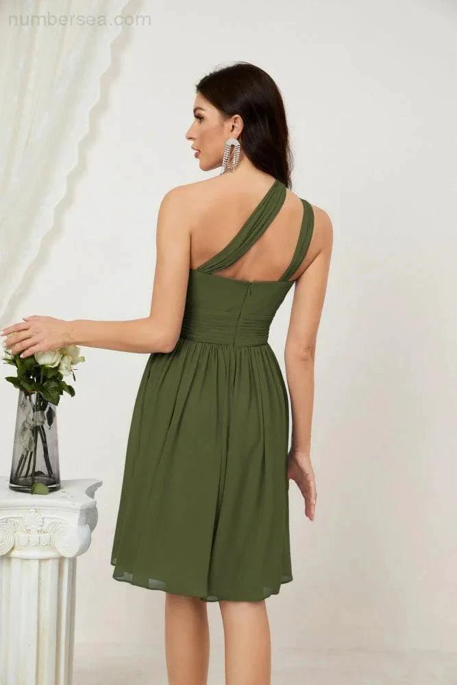 ZapDress Women Chiffon Short One Shoulder Bridesmaid Dress Formal Dresses for Party Homecoming  2804 (ZD16948)