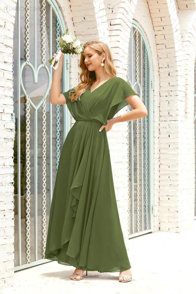Zapdress Mother of The Bride Dresses Plus Size V-Neck Floor Length Formal Prom Dress for Wedding Guest 28020 (ZD17058)