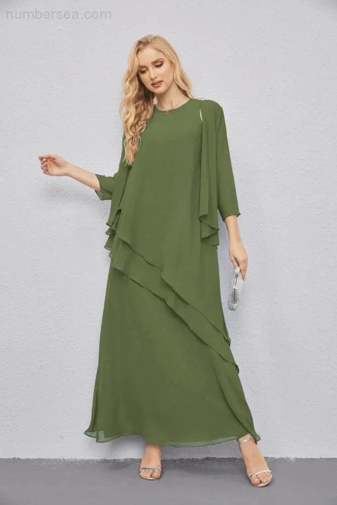 Mother of Bride Dresses with Open Front Lightweight Cardigan Formal Prom Gown  28081 (ZD16990)